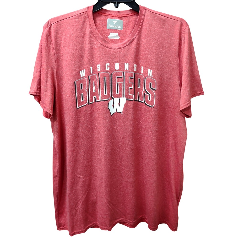 Wisconsin Badgers Fanatics Mens 2XL T-Shirt Red‎ Heathered Athletic